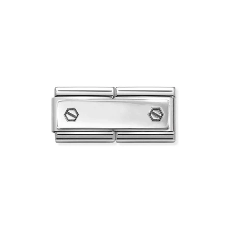 Composable DOUBLE Classic GRABADO acero y plata 925 CUSTOM Tornillos dobles hexagonales