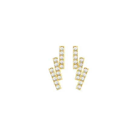 Pendientes Luxenter Jaraid Triple Barrita Oro Amarillo y Diamantes AUE13DVK00