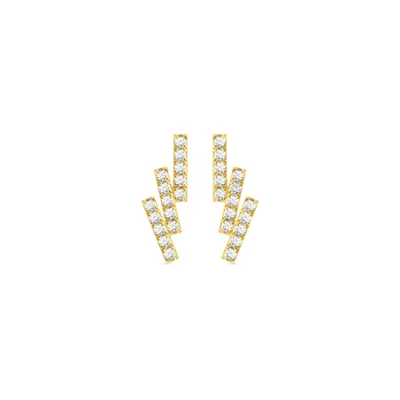 Pendientes Luxenter Jaraid Triple Barrita Oro Amarillo y Diamantes AUE13DVK00