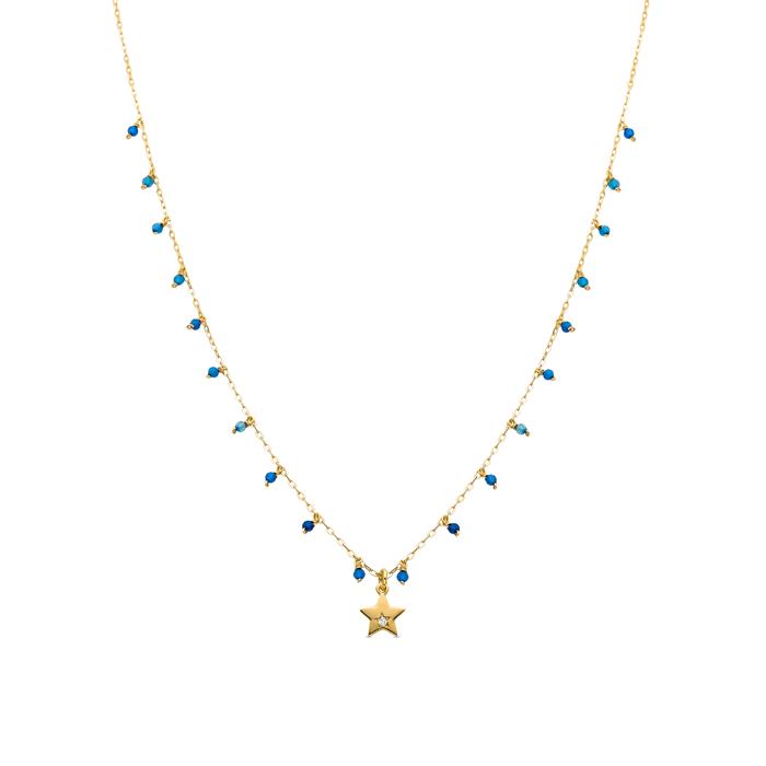 Gargantilla Luxenter Zysuo Plata Baño Oro, Piedras Azules y Estrella Circonita NXA435YC0200