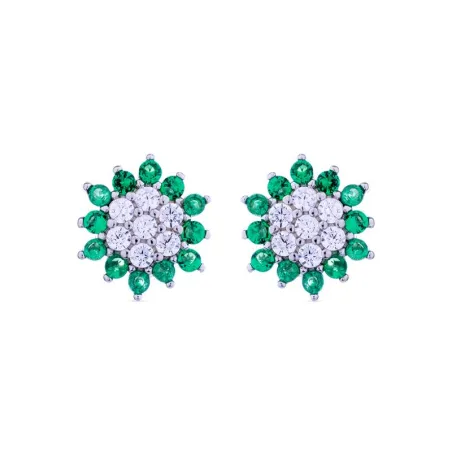 Pendientes Luxenter Nekang Plata Baño Rodio, Circonitas verdes y blancas EG1613000