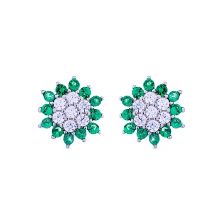 Pendientes Luxenter Nekang Plata Baño Rodio, Circonitas verdes y blancas EG1613000