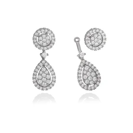 Pendientes Marina García Lágrima Plata Baño Rodio y Circonitas Blancas 9303PB