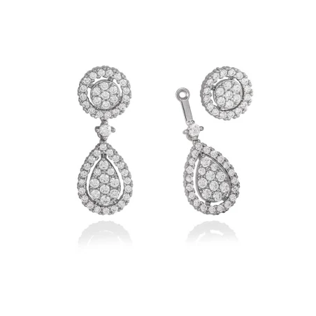 Pendientes Marina García Lágrima Plata Baño Rodio y Circonitas Blancas 9303PB