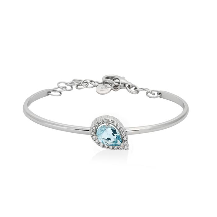 Pulsera Marina García AguaMarina Plata Baño Rodio, Circonitas y AguaMarina 90110UA