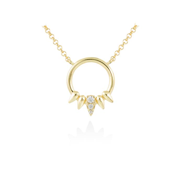 Gargantilla Marina García Círculo y Pinchos Plata Baño Oro y Circonitas blancas 90750GD