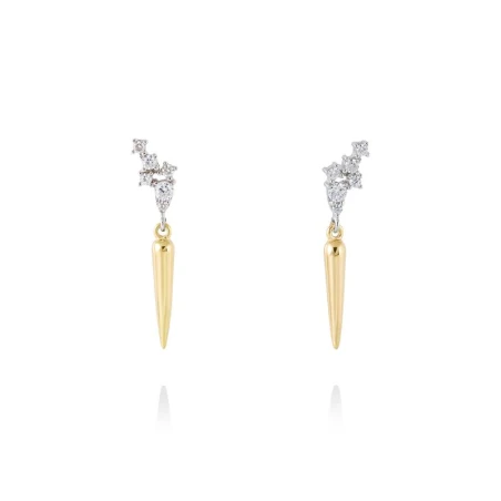 Pendientes Marina García Trepadores Plata Baño Rodio y Oro, Circonitas Blancas 90742PD