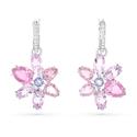Pendientes Swarovski Gema Flor Baño Rodio y Cristales Rosas 5658397