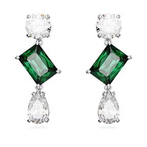 Pendientes Swarovski Mesmera Baño Rodio, Cristales Blancos y Verde 5665878