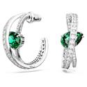 Pendientes Swarovski Hyperbola Doble Aro Baño Rodio y Circonitas blancas y verde 5665334