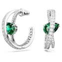 Pendientes Swarovski Hyperbola Doble Aro Baño Rodio y Circonitas blancas y verde 5665334