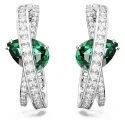 Pendientes Swarovski Hyperbola Doble Aro Baño Rodio y Circonitas blancas y verde 5665334