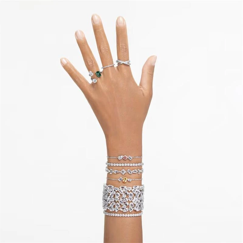Pulsera Swarovski Mesmera Baño Rodio y Cristales Blancos 5661529
