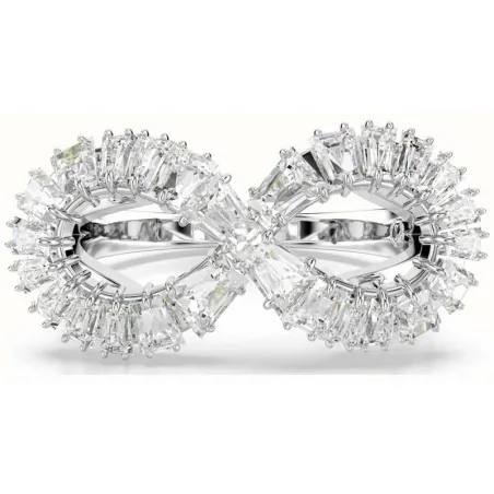 Anillo Swarovski Hipérbola Infinity Baño Rodio y Cristales Blancos 5679694