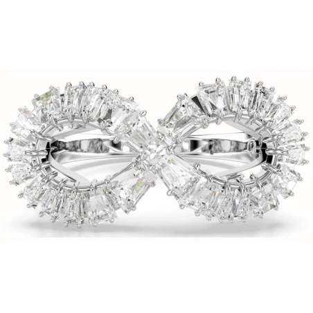 Anillo Swarovski Hipérbola Infinity Baño Rodio y Cristales Blancos 5679694