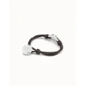 Pulsera UNOde50 Eyeful Cuero Negro, Baño Plata y Cristal Azul PUL2373MARMTL0M