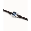 Pulsera UNOde50 Eyeful Cuero Negro, Baño Plata y Cristal Azul PUL2373MARMTL0M