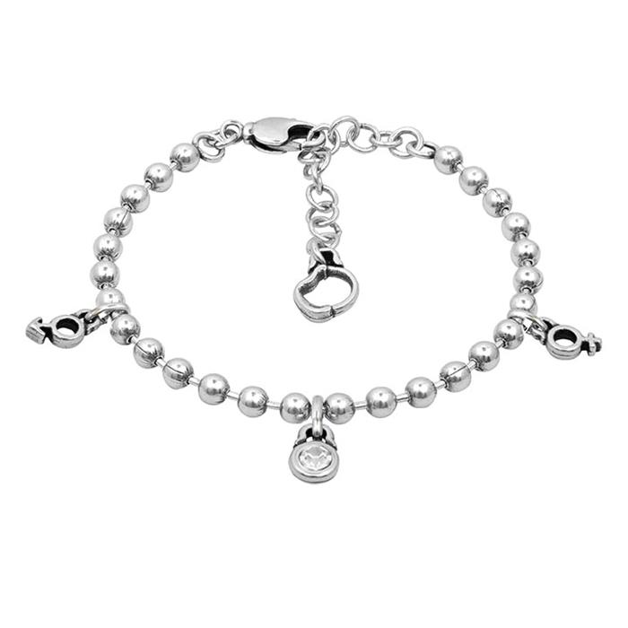 Pulsera Ciclón Couple Baño Plata y Cristales blancos 223116