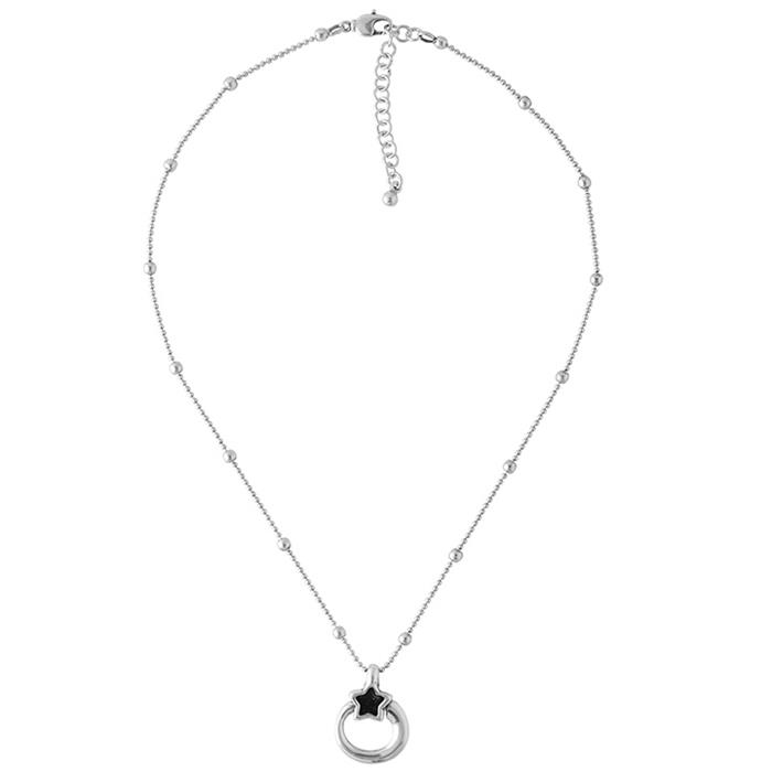 Collar Ciclón Lucero Baño Plata y Estrella Cristal Negro 222806-01