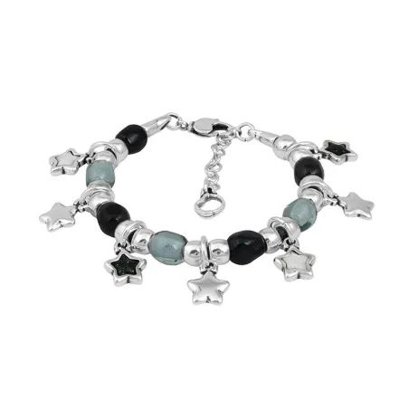 Pulsera Ciclón Cometa Baño Plata y Cristal de murano Negro 222103-01-0