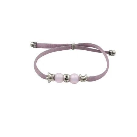 Pulsera Ciclón Sister Goma elástica Rosa y Baño Plata 232100-29