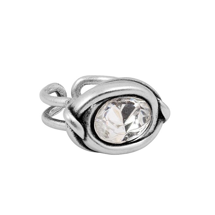 Anillo Ciclón Conexión Baño Plata y Cristal Blanco EMO512-66-9
