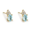 Pendientes Litta Fiore Oro Amarillo, Circonitas y Topacios Azules LEA-215-800-UU