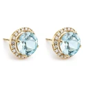 Pendientes Litta Fiore Círculo Oro Amarillo y Circonitas Blancas y Topacios Azules LEA-215-804-UU