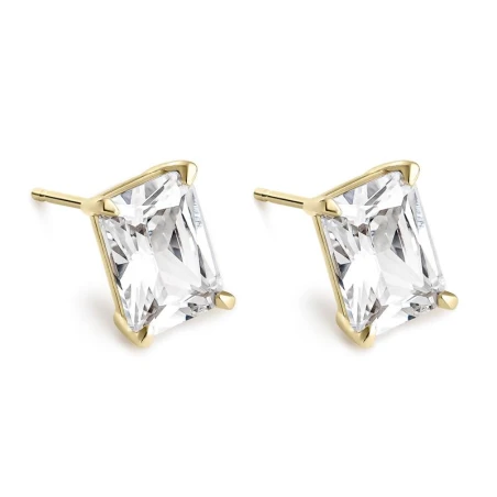 Pendientes Litta Fiore Rectángulo Oro Amarillo y Topacios Blancos LEA-222-003-UU