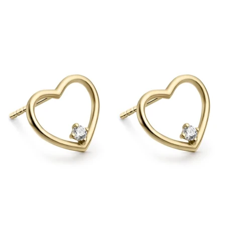 Pendientes Litta Fiore Corazones Calados Oro Amarillo y Circonitas LEA-201-822-UU