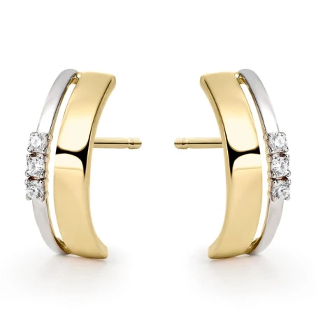 Pendientes Litta Fiore Oro Bicolor y Circonitas LEA-401-012-UU
