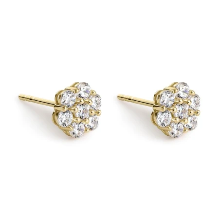 Pendientes Litta Fiore Flor Oro Amarillo y Circonitas LEA-201-008-UU