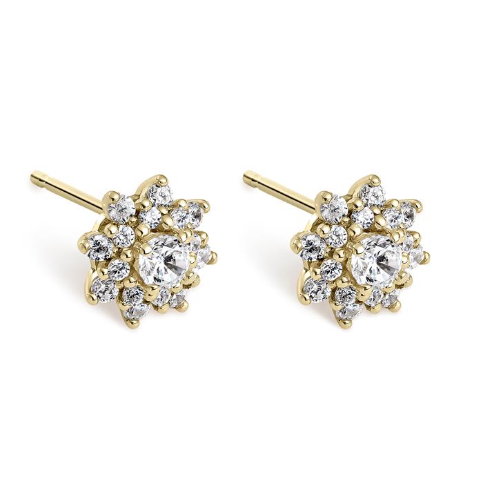 Pendientes Litta Fiore Sol Oro Amarillo y Circonitas LEA-201-812-UU