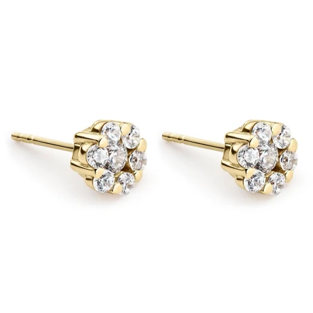 Pendientes Litta Fiore Flor Oro Amarillo y Circonitas LEA-201-815-UU