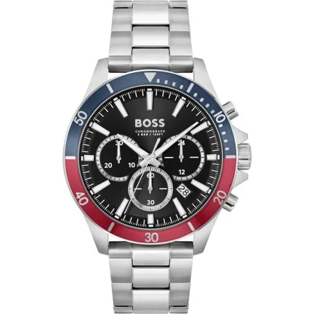 Reloj Boss Troper Hombre Plateado, Negro, Rojo y Azul Cronógrafo 1514108