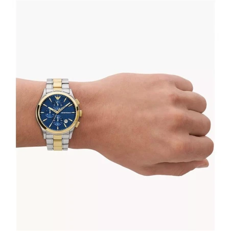 Reloj Emporio Armani Paolo Hombre Plateado, Dorado y Azul Cronógrafo AR11579