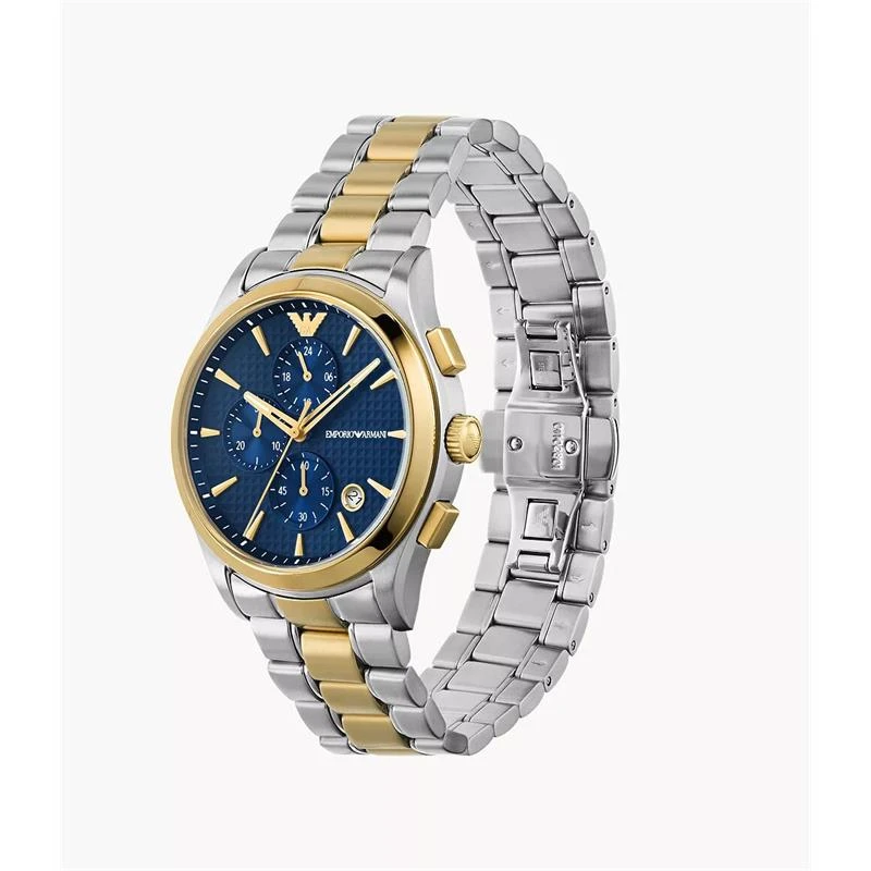 Reloj Emporio Armani Paolo Hombre Plateado, Dorado y Azul Cronógrafo AR11579