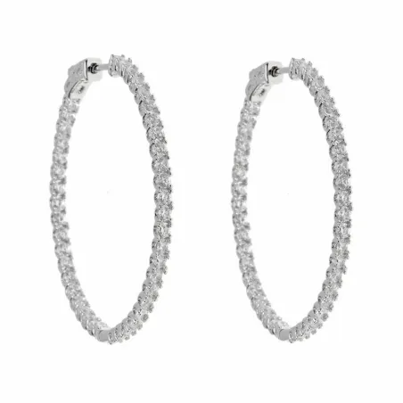 Pendientes Salvatore Mujer Aro Plata Baño Rodio y Circonitas blancas 151A0096
