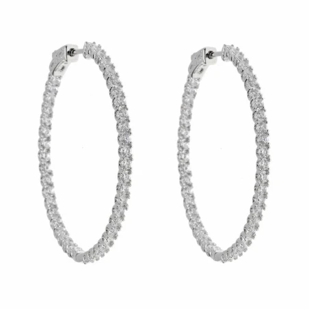 Pendientes Salvatore Mujer Aro Plata Baño Rodio y Circonitas blancas 151A0096