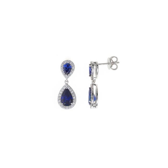 Pendientes Salvatore Legacy Plata Baño Rodio, Circonitas Blancas y Azul Zafiro 136A0673
