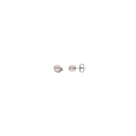 Pendientes Majorica Lyra Plata Baño Rodio y Perla Rosa 6mm 00322.44.2.E00.000.1
