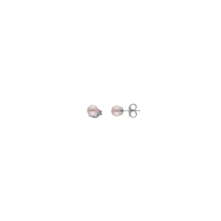 Pendientes Majorica Lyra Plata Baño Rodio y Perla Rosa 6mm 00322.44.2.E00.000.1