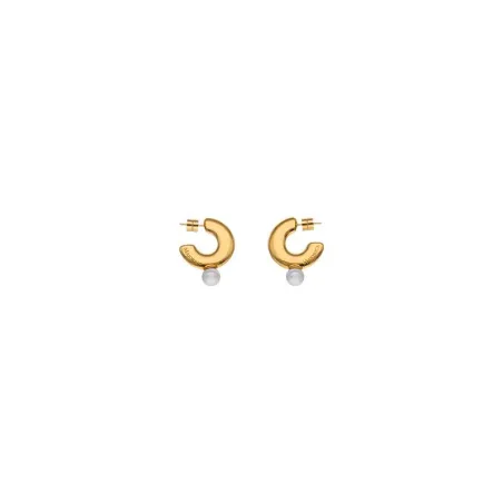 Pendientes Majorica Juno Aro Plata Baño Oro y Perla 8mm 17215.01.B.E00.906.1