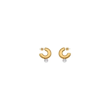 Pendientes Majorica Juno Aro Plata Baño Oro y Perla 8mm 17215.01.B.E00.906.1