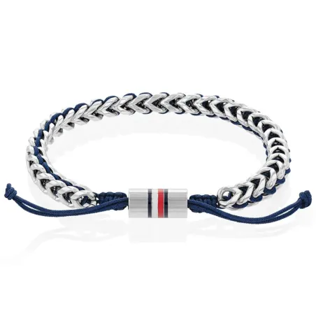 Pulsera Tommy Hilfiger Brained Hombre Acero Inoxidable y Cordón Azul 2790511