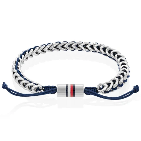 Pulsera Tommy Hilfiger Brained Hombre Acero Inoxidable y Cordón Azul 2790511