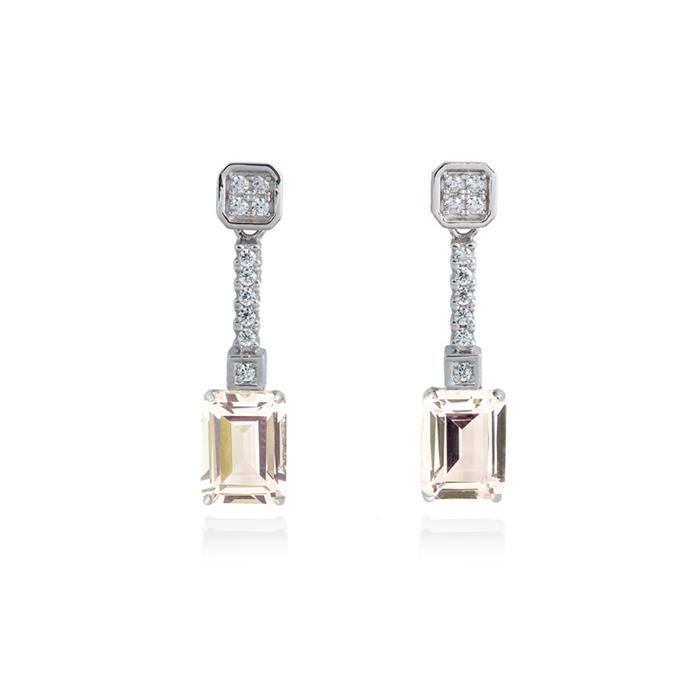 Pendientes Marina García Novia Plata Baño Rodio, Circonitas y Piedra Tea 90114PT