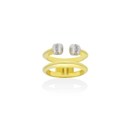 Anillo Marina García Link Plata Baño Oro y Circonitas Blancas 90961SD