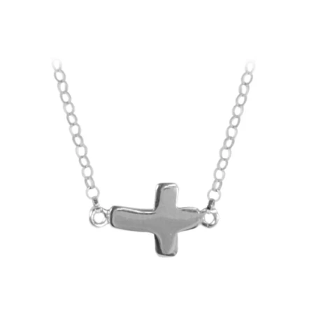Gargantilla cruz maciza smile plata