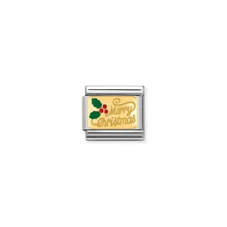 Comp. Classic ENGRAVED CHRISTMAS en acero, esmalte y oro 18k Merry Christmas